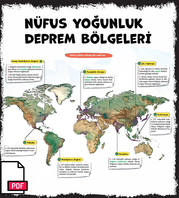 Dünya Harita Bilgisi Çalışması Nüfus - Deprem Kuşakları Haritası PDF