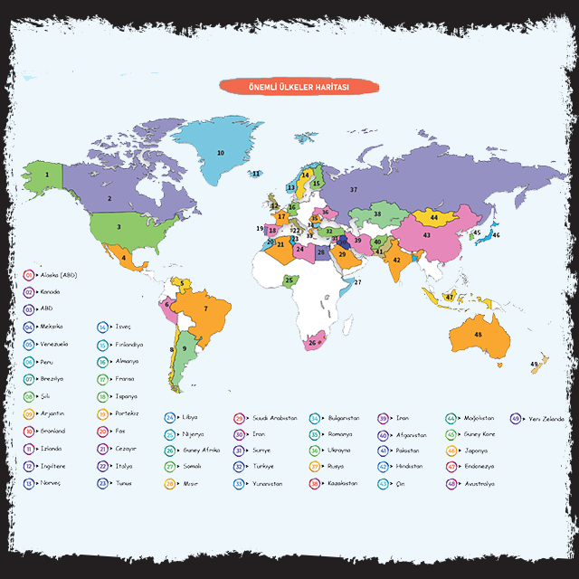 Dünya Ülkeler ve Başkentler Haritası