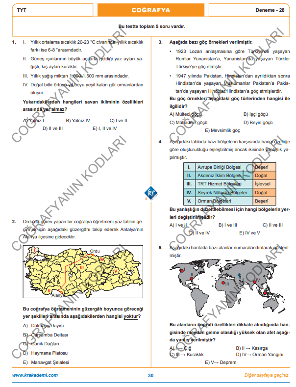 TYT COĞRAFYA DENEME 27-28 SORU ÇÖZÜMÜ PDF 2023